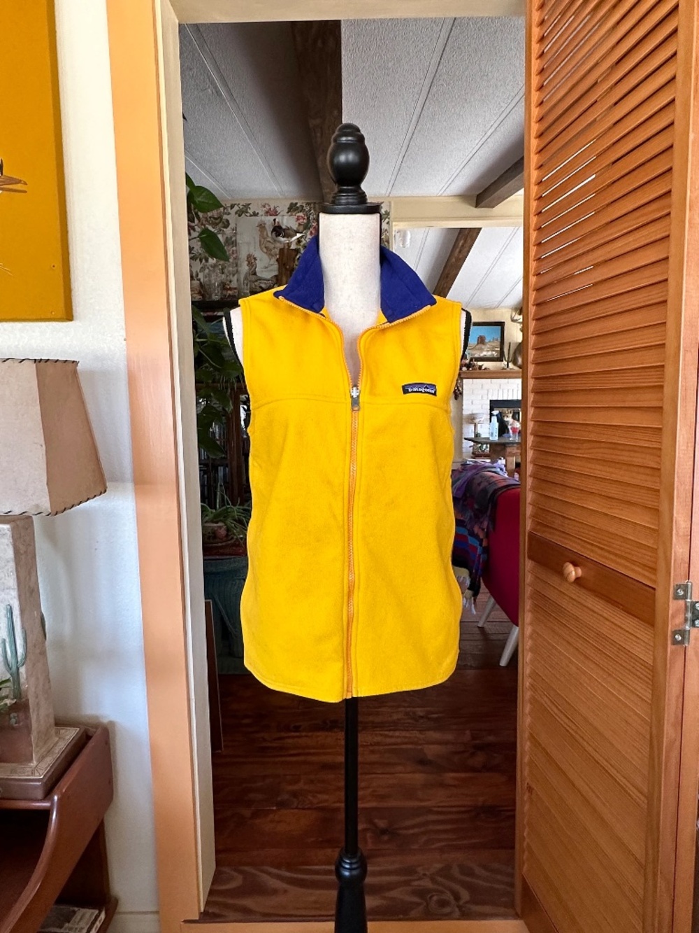 Vintage Patagonia Vest: Yellow & Navy Blue, Kids Large (12), 1990s